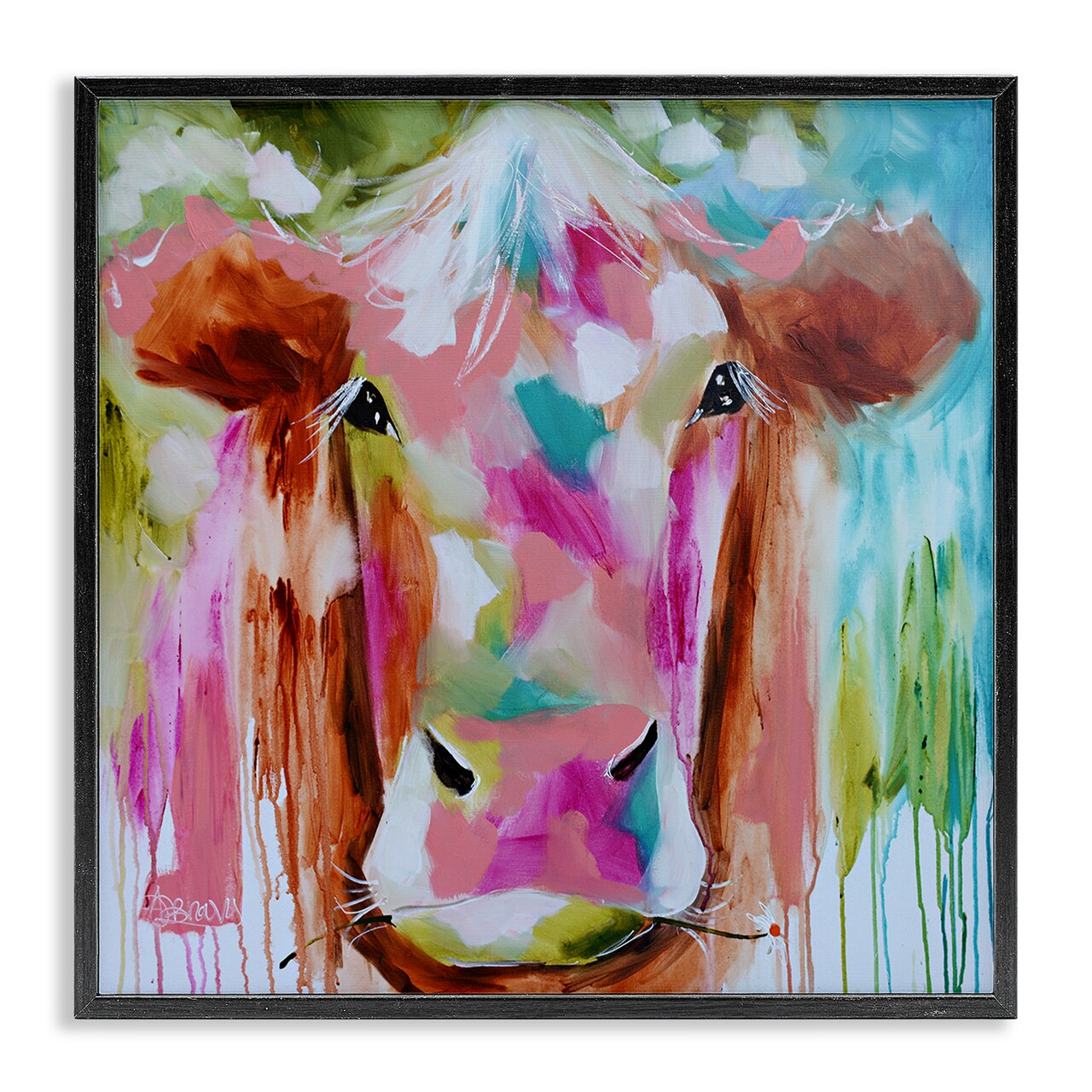 Stupell Industries Expressionist Vibrant Cow Framed Giclee, design by Amanda Brooks